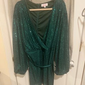 Jess Lea 2x new green glitter dress